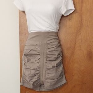 XCVI Tan Skirt with Ruched Detail